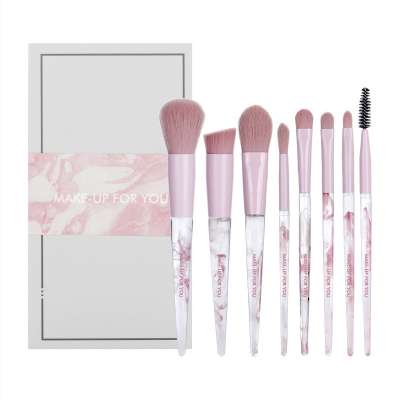 BSCI Certificated Makeup Brushes Factory 8pcs Pink Smoky Acrylic Crystal Handle Cosmetic Makeup Brush Set