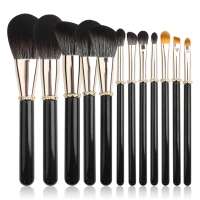 private label 12 makeup brush sets crystal diamond decor tube beauty wool animal hair makeup brushes