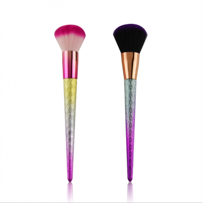 New single brush manufacturer soft hair gold aluminum tube multicolour makeup brush gold bling kabuki powder brush