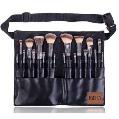 Professional Makeup Brush 18pcs Full-Handmade Manly Makeup Brushes With Makeup Artist Bag/Makeup Belt Bag/Men Waist Belt Bag