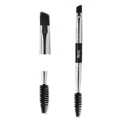 Emily black short handle double end brush mascara band eye brow brush